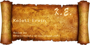 Keleti Ervin névjegykártya
